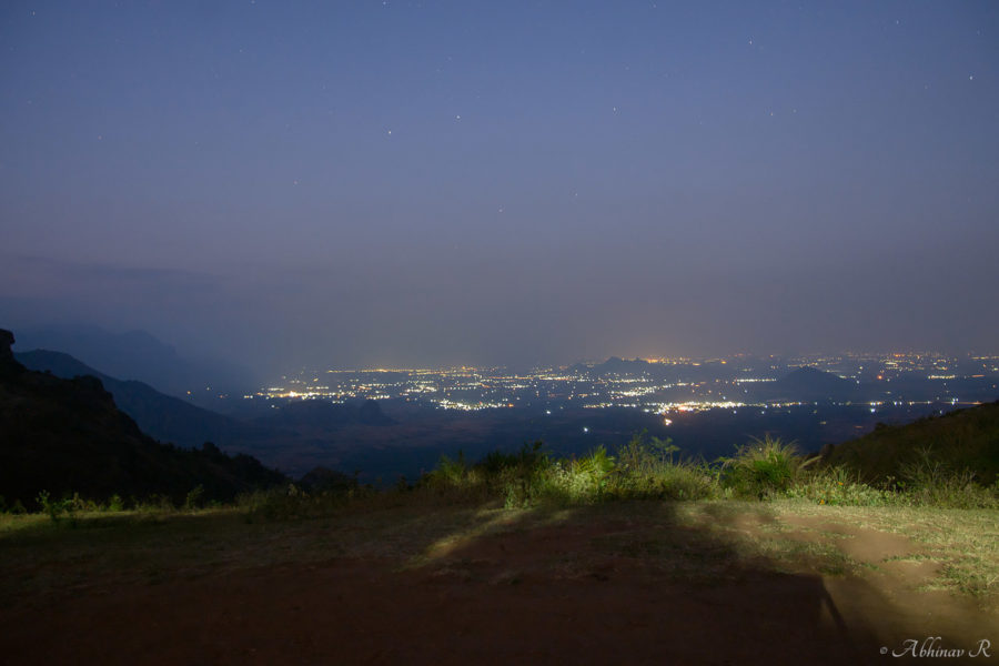 Cumbum town as seen from Ramakkalmedu at night